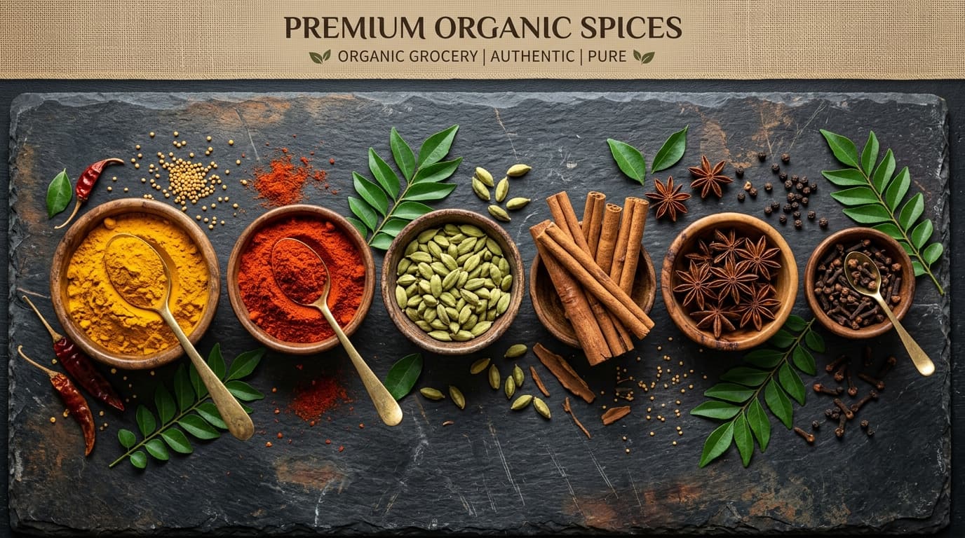 Premium organic whole and ground spices